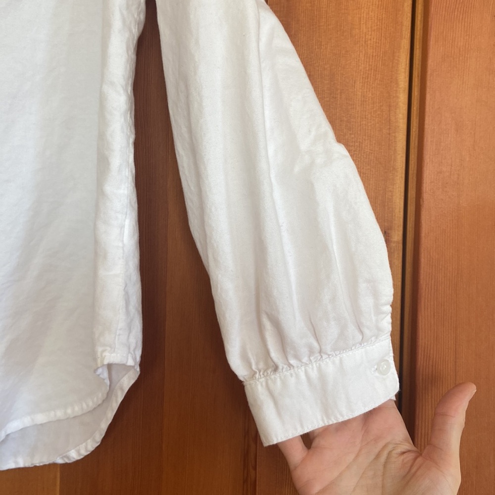 Relaxed Ruffle Trim Button-Down Shirt - Picture 5 of 8